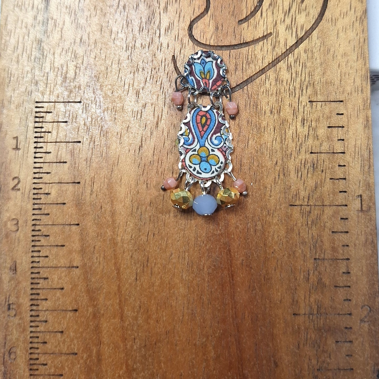 2406 Medium oval floral fabric earrings