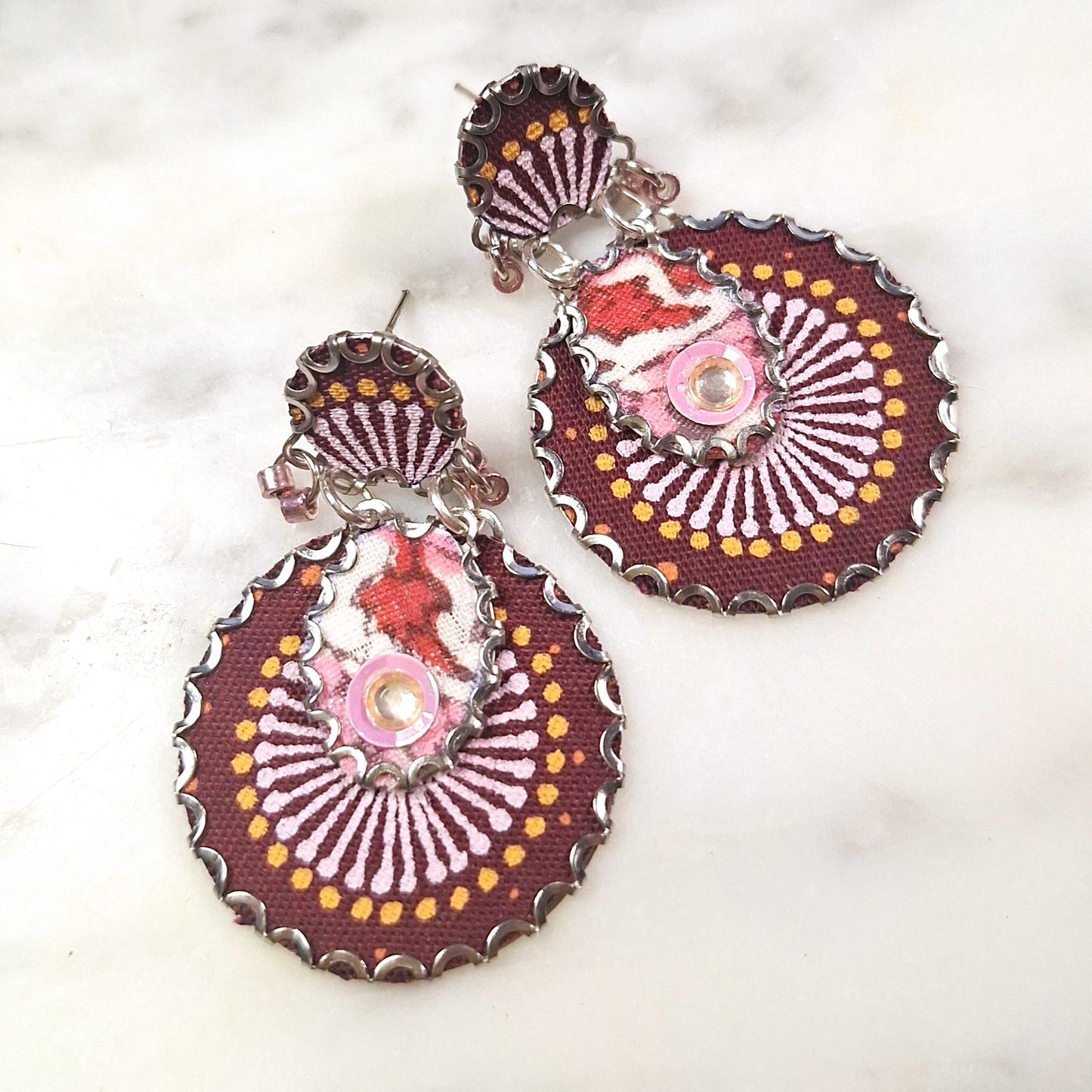 2409 Large fabric earrings