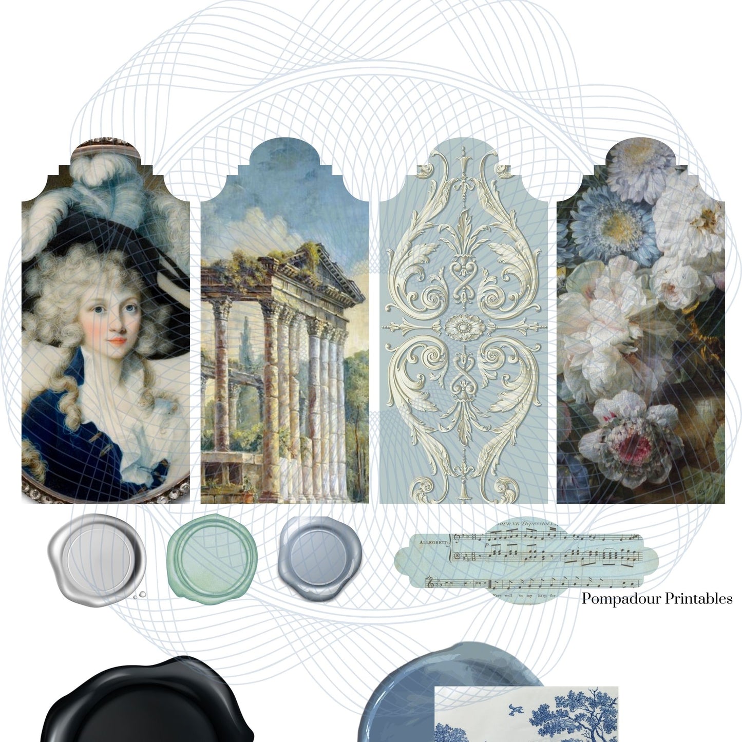 French Blue Ephemera kit