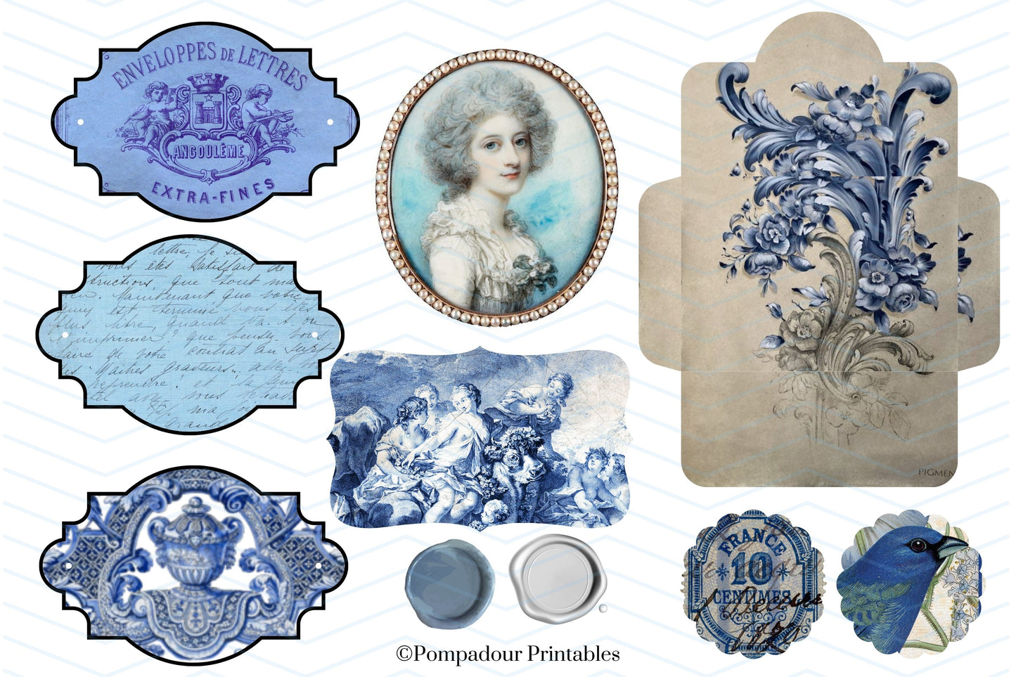 Bright blue Ephemera kit