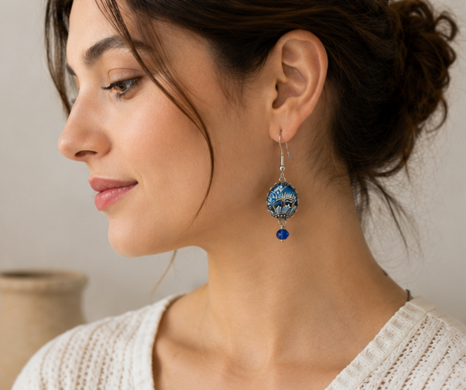 Window Round Earrings