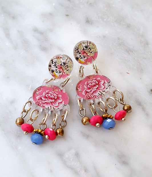 Pink double earrings
