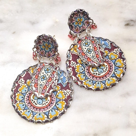2404 lovely large fabric earrings