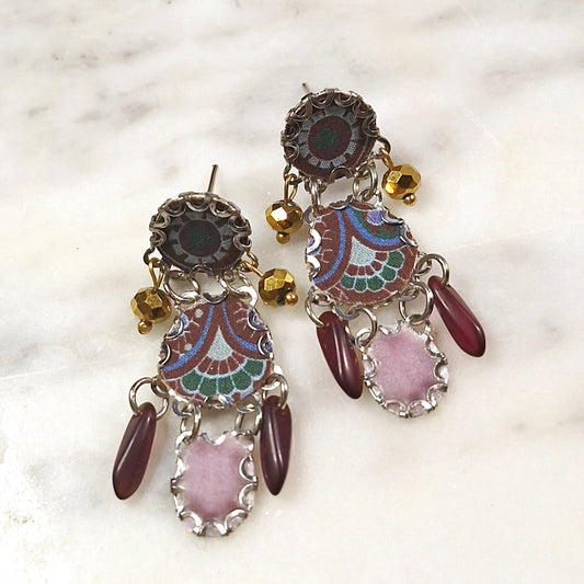 2410 Fabric 3 tier earrings