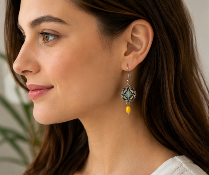 Window Round Earrings