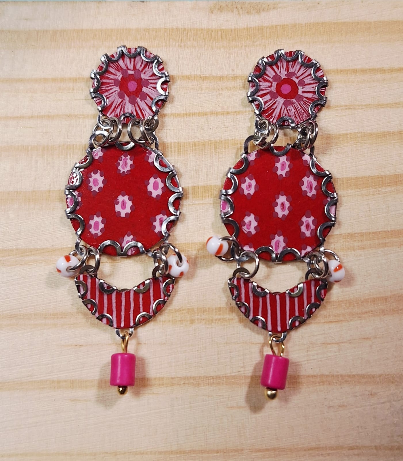 Earrings - 5 cm long Red