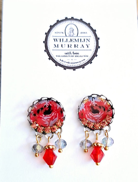 Rosy Beaded Earrings