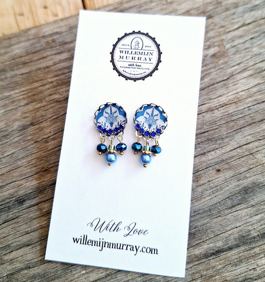 Small China Blue Earrings