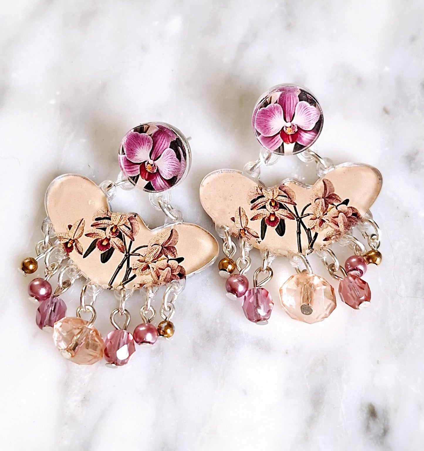 Orchid butterfly shaped earrings