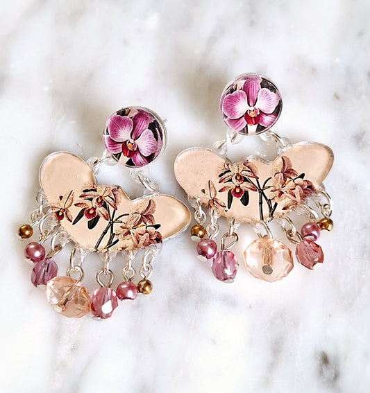 Orchid butterfly shaped earrings