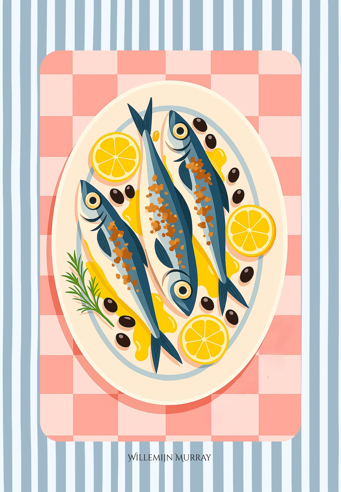 Cotton Tea Towel – 65 × 45 cm, Tea Towel Sardines 6