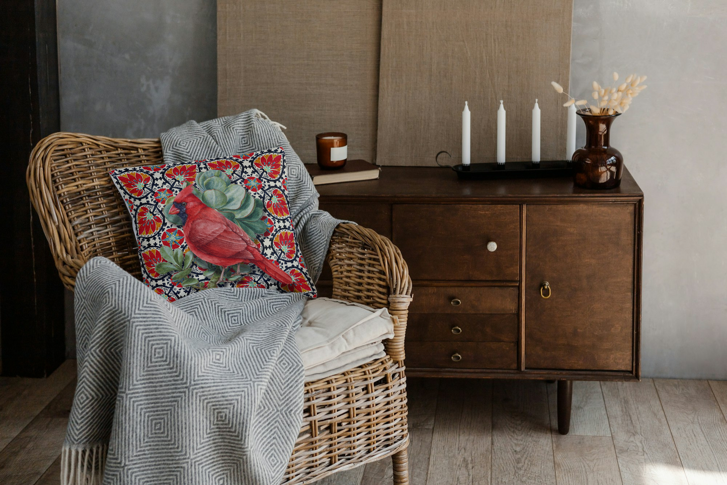 Velvet Cushion Cover – 60 × 60 cm African Baroque, Cardinal