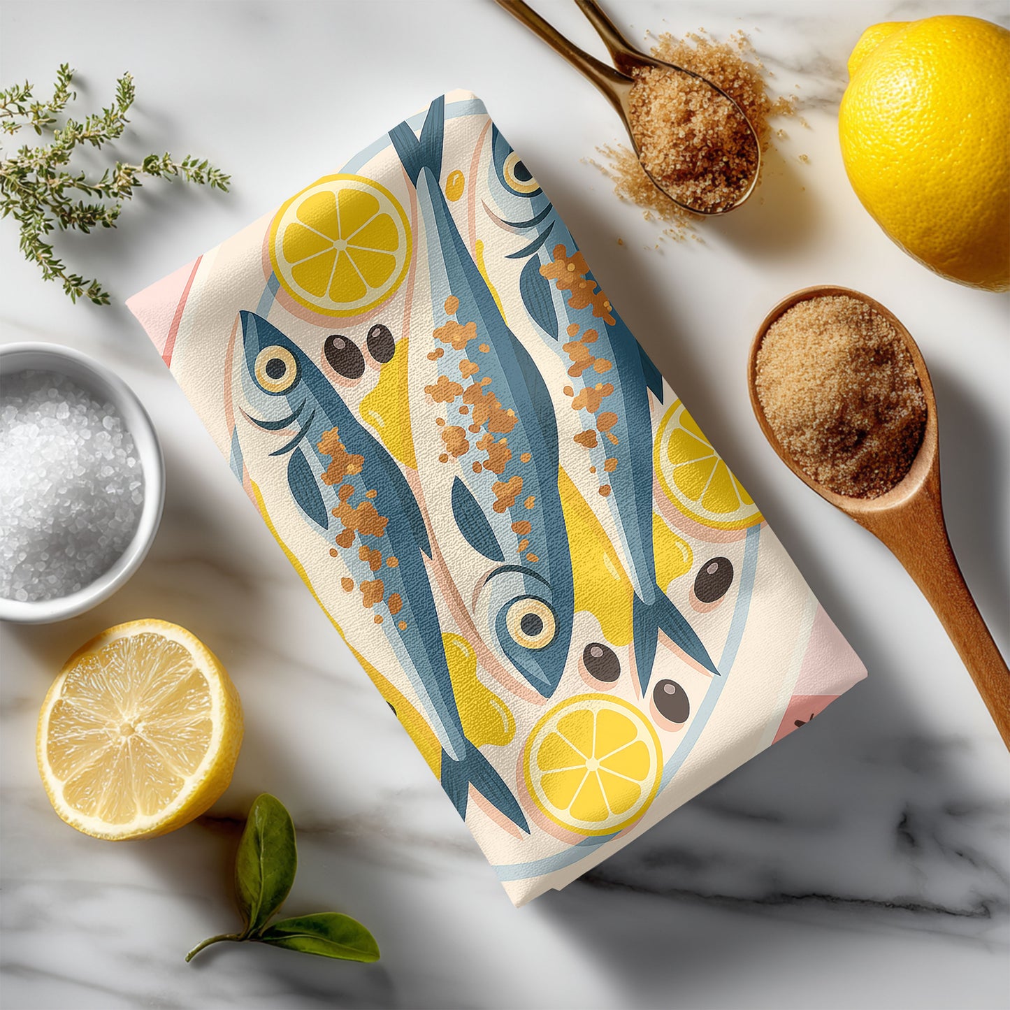 Cotton Tea Towel – 65 × 45 cm, Tea Towel Sardines 6