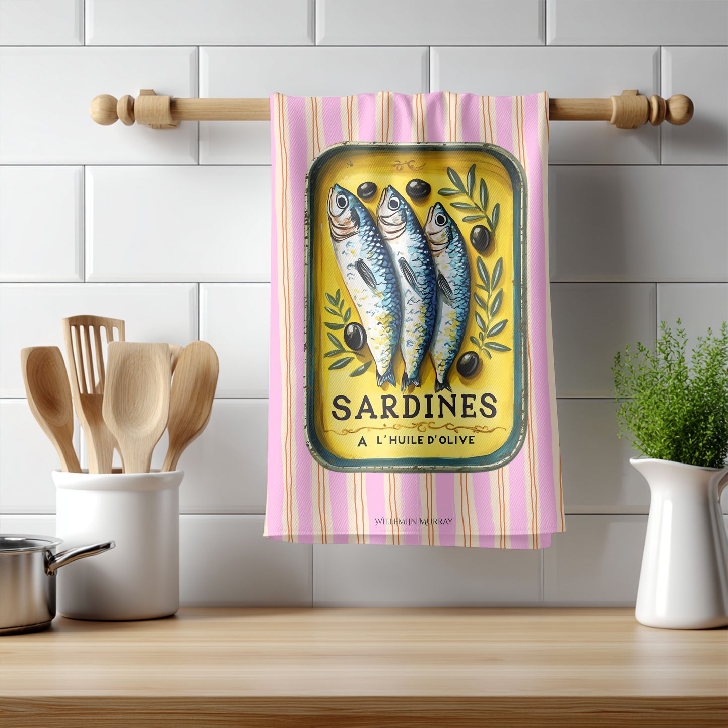 Cotton Tea Towel – 65 × 45 cm, Sardines Tea Towel 1