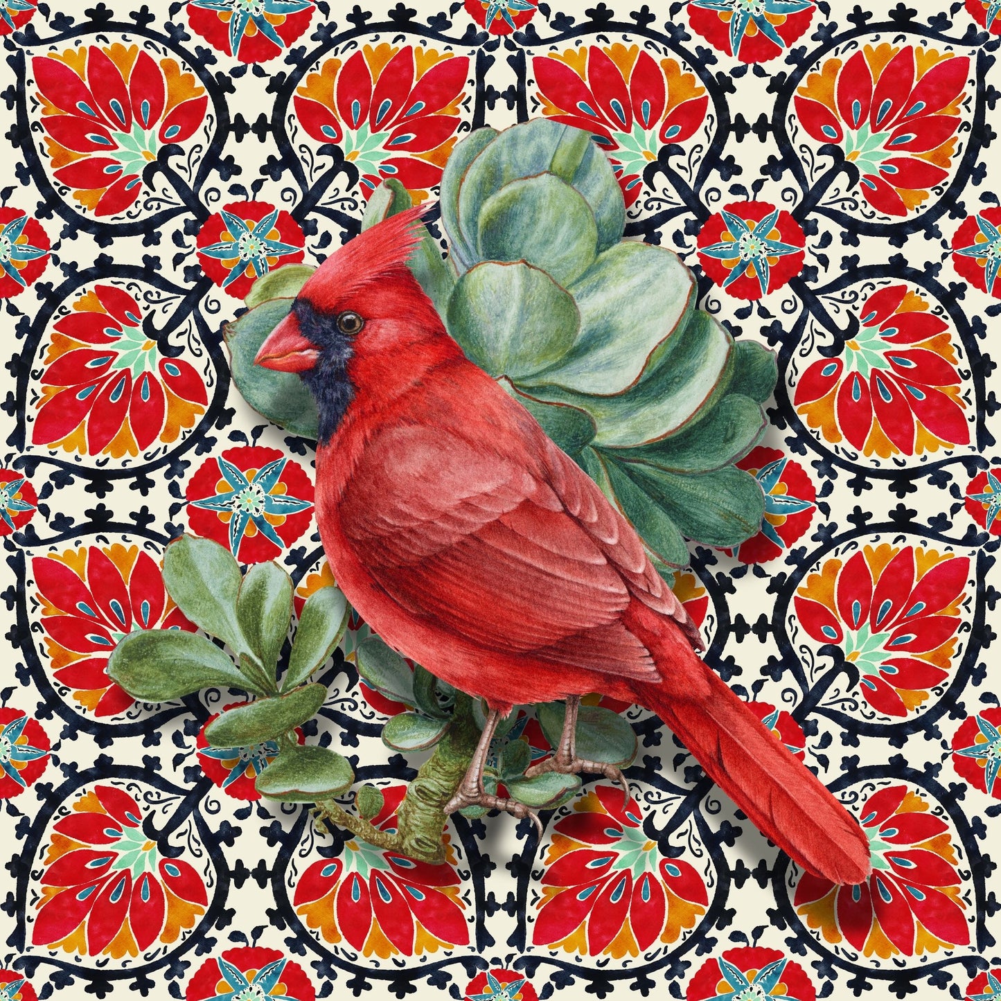 Velvet Cushion Cover – 60 × 60 cm African Baroque, Cardinal