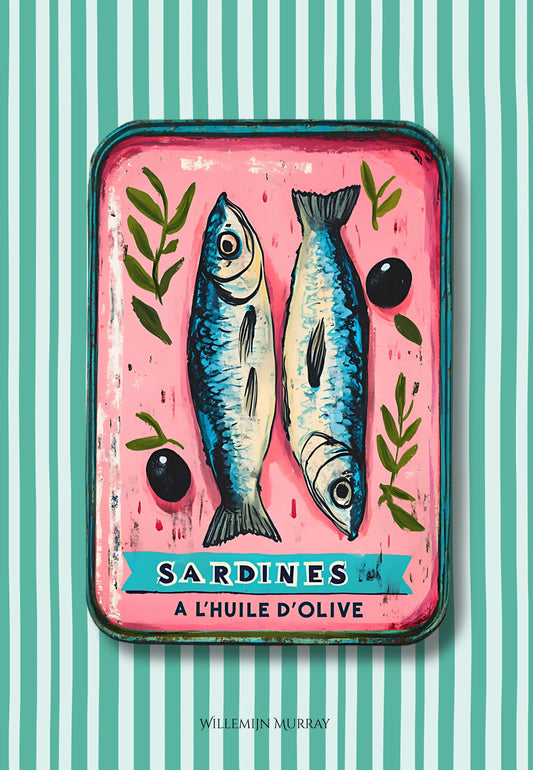 Cotton Tea Towel – 65 × 45 cm, Sardines Tea Towel 2