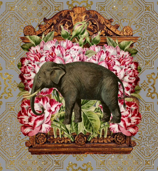 Velvet Cushion Cover – 60 × 60 cm African Baroque, Elephant