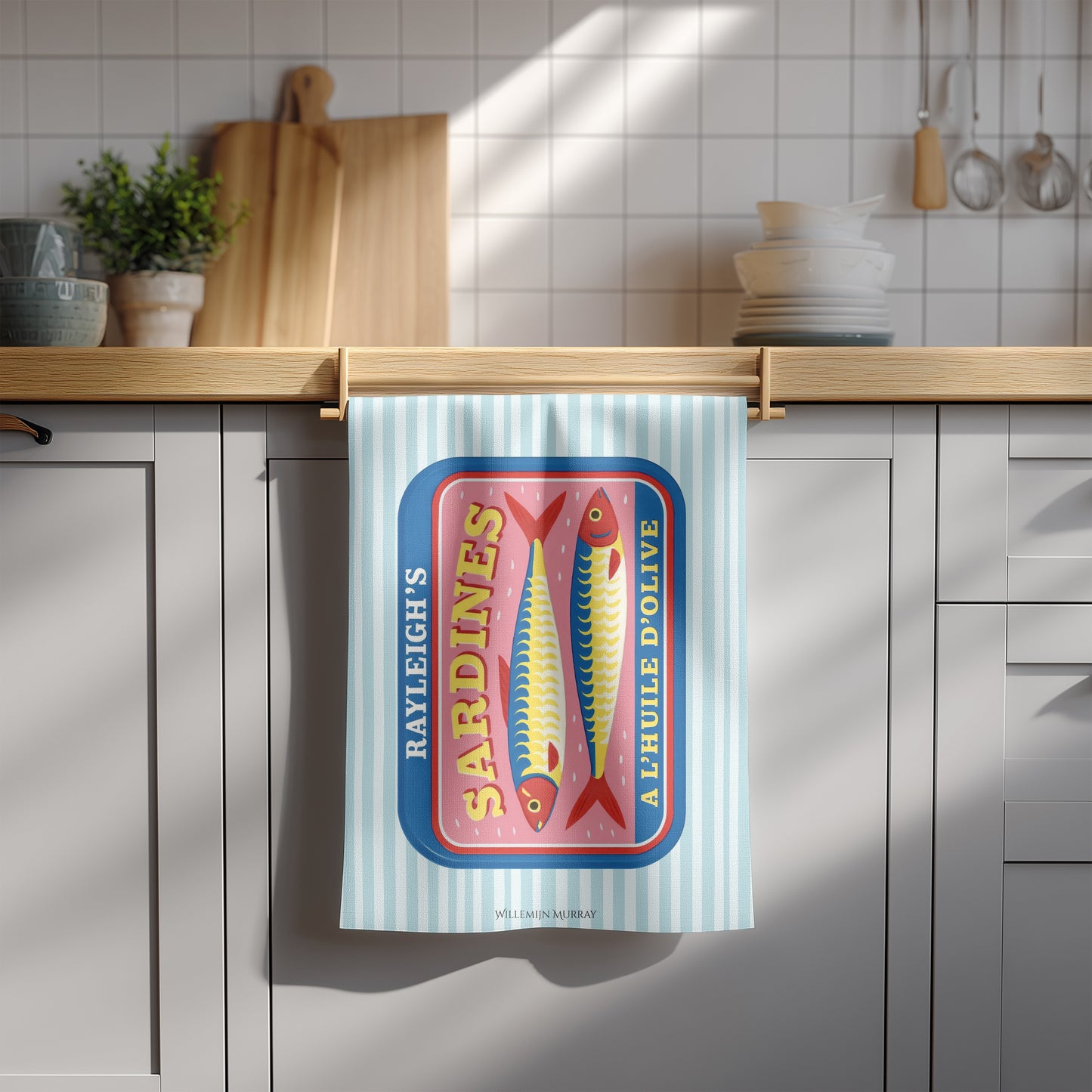Cotton Tea Towel – 65 × 45 cm, tea Towel Sardines 4