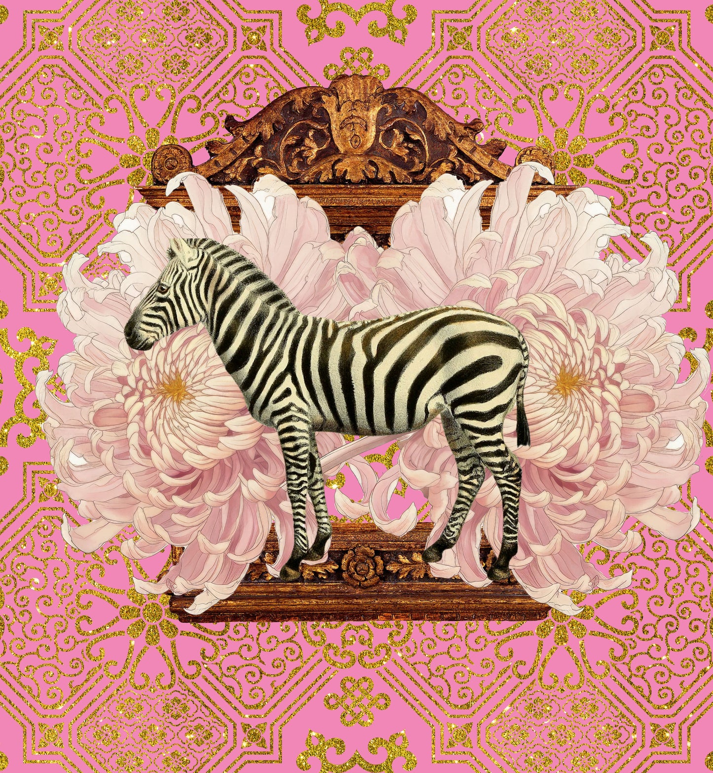 Velvet Cushion Cover – 60 × 60 cm African Baroque, Zebra