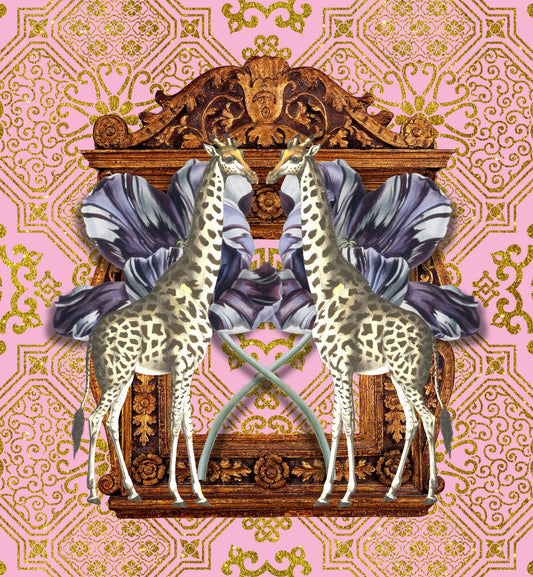 Velvet Cushion Cover – 60 × 60 cm African Baroque, Giraffe