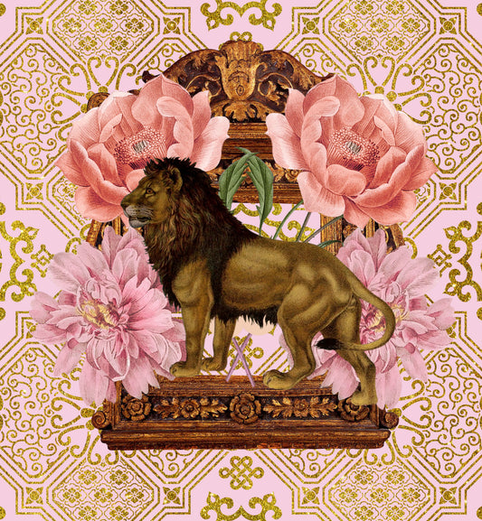 Velvet Cushion Cover – 60 × 60 cm African Baroque, Lion